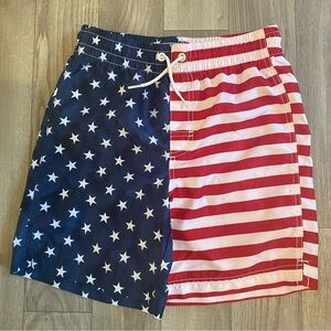 Old Navy American Flag Youth Boy’s Swim Trunks YL (10-12) Red, White & Blue